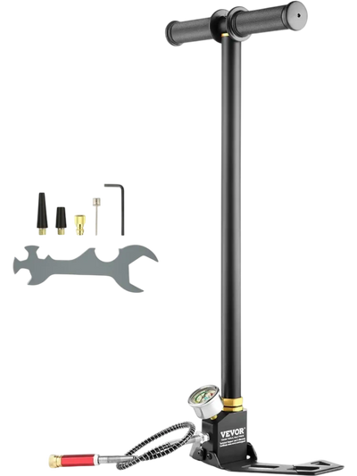 VEVOR PCP Hand Pump, 3 Stage, 30Mpa 4500 PSI High Pressure PCP Air Rifile Filling Stirrup Pump with Oil-Moisture Filter Pressure Gauge, Stainless Steel for Airguns Scuba Tank Paintball Filling Tire