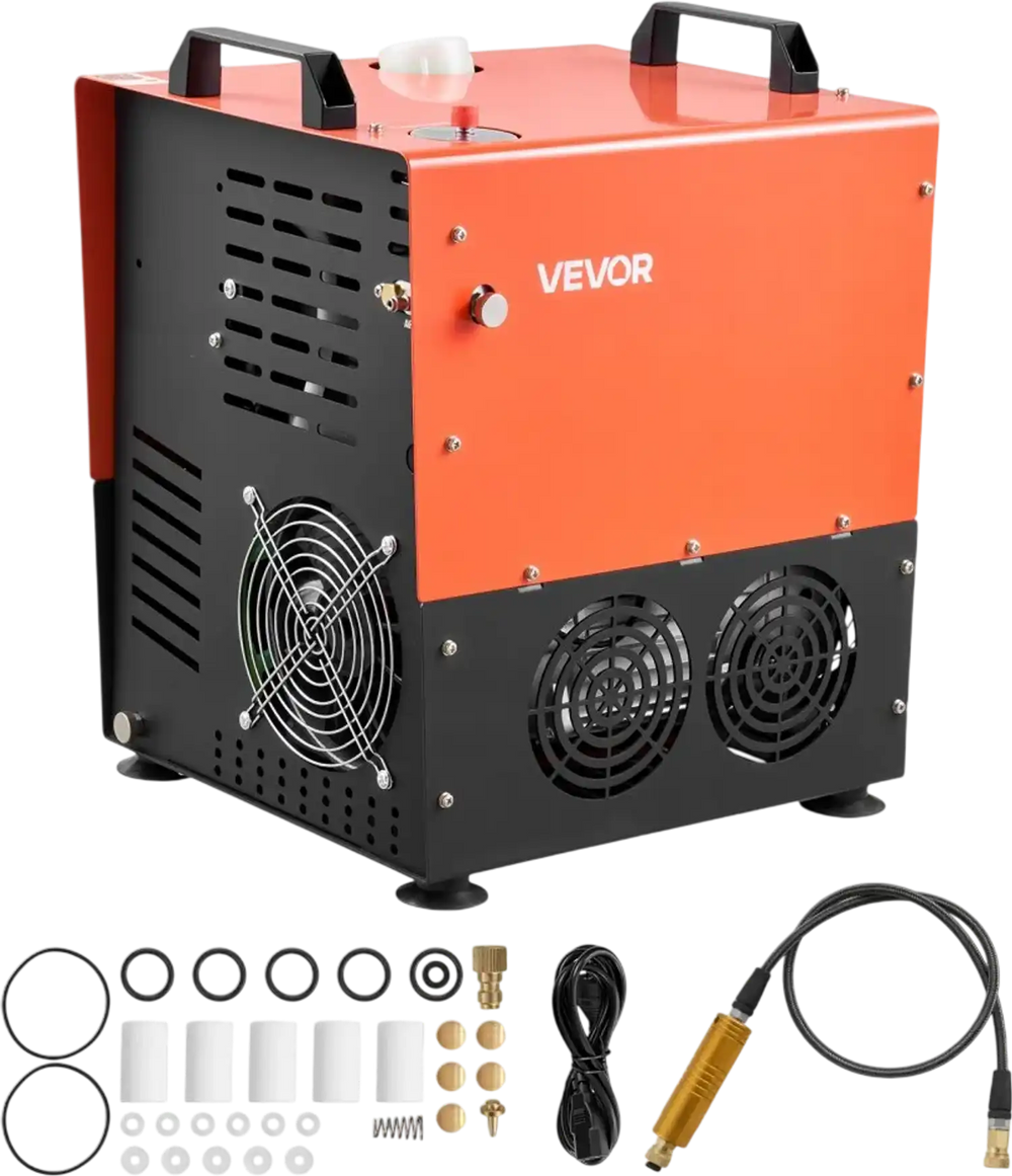 VEVOR PCP Air Compressor, 5800PSI/40MPa High-Pressure PCP Airgun Compressor, 1500W AC120V Auto Stop Paintball Tank Compressor with Water & Fan Cooling, Fast Filling for Air Rifle, Scuba Diving Bottles