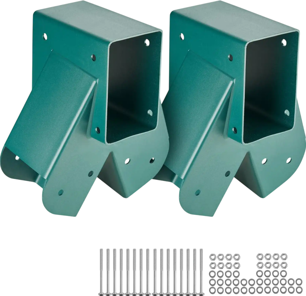 VEVOR A-Frame Middle Swing Set Brackets, Heavy Duty Carbon Steel Swing with Mounting Hardware, DIY Swing Bracket Swing Kit for 4x4  (actual 3.7" x 3.7") Legs & 4x6 (3.7" x 5.7")Beam, Green (2 Pcs)