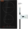 VEVOR Electric Cooktop, 2 Burners, 12'' Induction Stove Top, Built-in Magnetic Cooktop 3000W, 9 Heating Level Multifunctional Burner, LED Touch Screen w/ Child Lock & Over-Temperature Protection