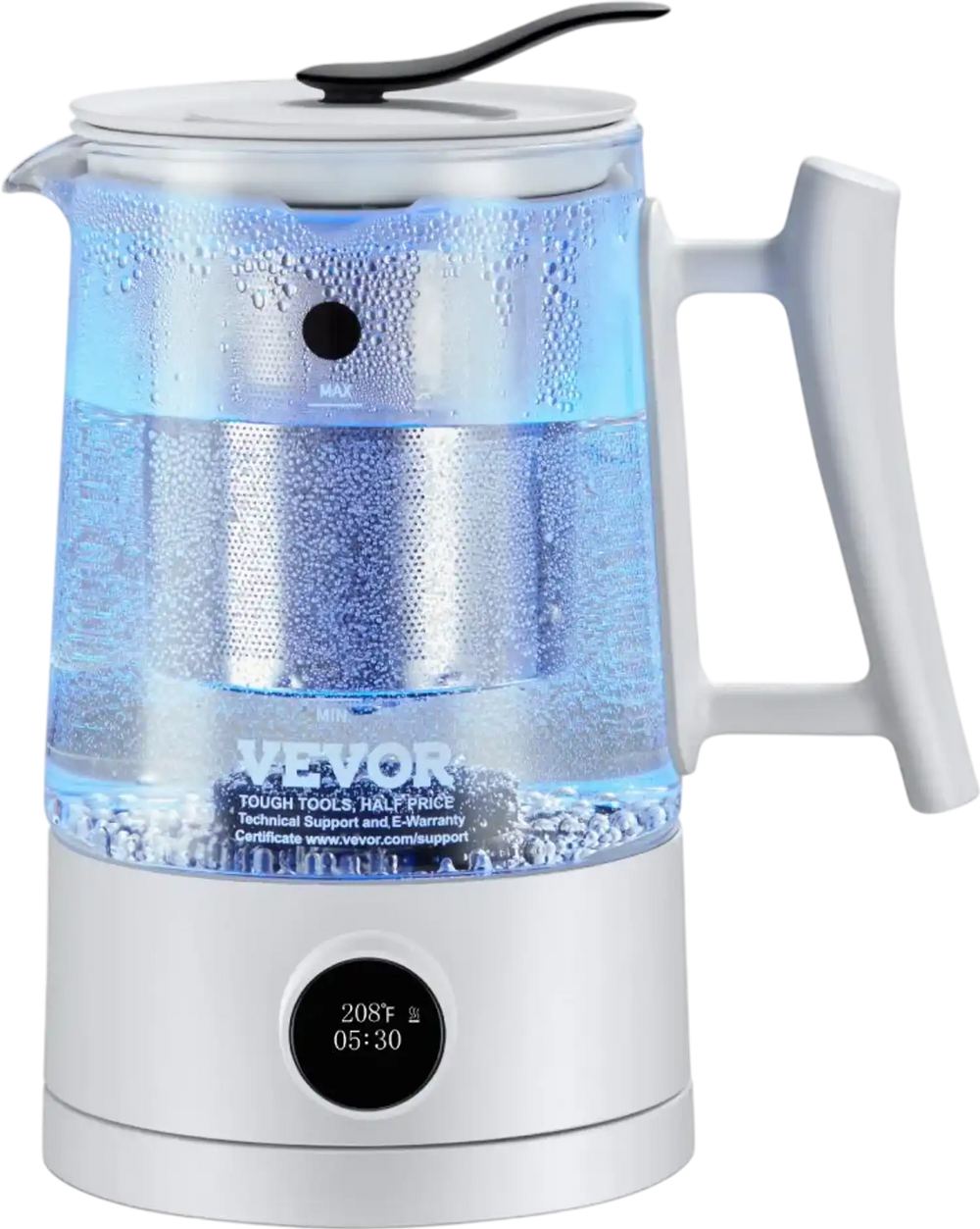 VEVOR Hydrogen Water Pitcher Generator, 1.5 L / 52.8 oz Large Capacity Hydrogen Generator Water Kettle, SPE and PEM Technology, Hydrogen Rich Water Ionizer Machine for Brewing Coffee or Tea