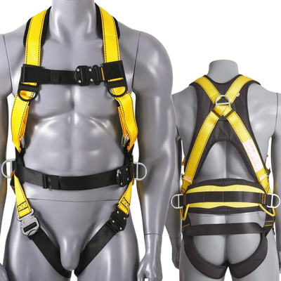 VEVOR Safety Harness, Full Body Harness, Safety Harness Fall Protection with Added Padding, and Side Rings and Dorsal D-Rings and a Lanyard, ANSI/ASSE Z359.11-2014, 160 lbs Max Weight, S