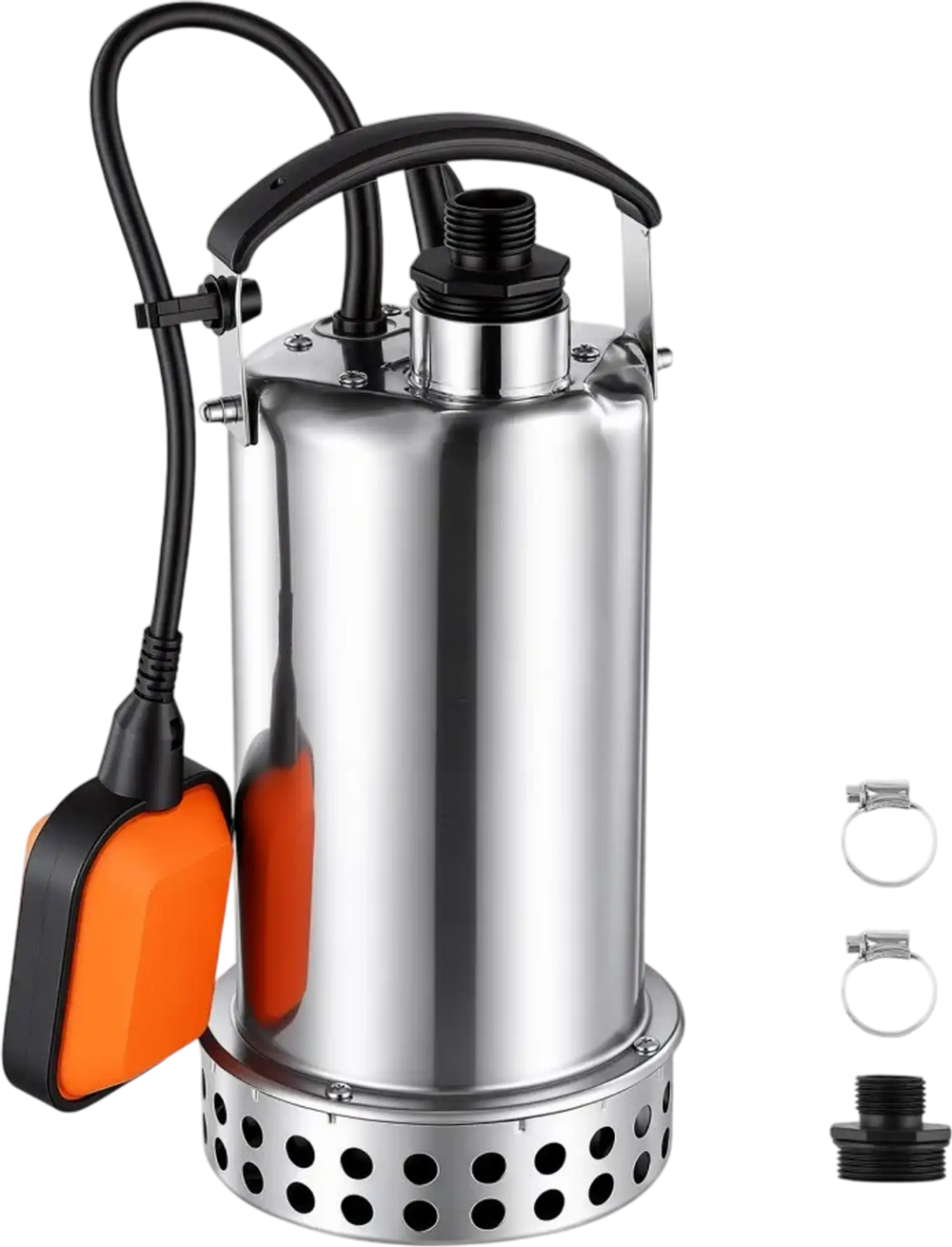 VEVOR Submersible Water Pump 1 HP 4400 GPH Sump Pump with Float Switch, Portable Water Removal, Stainless Steel Material, for Swimming Pool Draining Garden Ponds Hot Tubs Basements, IPX8 Waterproof