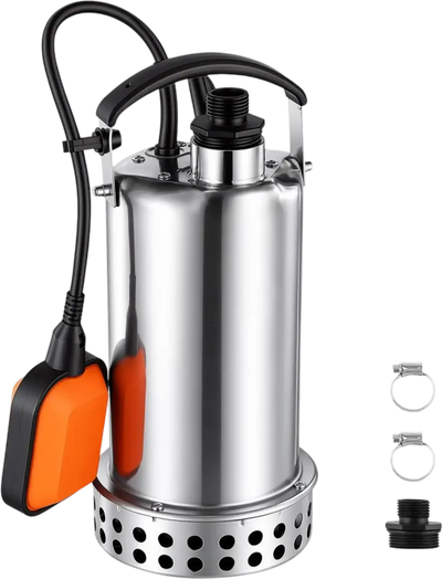 Vevor Sump Pump 1 HP 4400 GPH Stainless Steel Submersible Water Pump with Float Switch New
