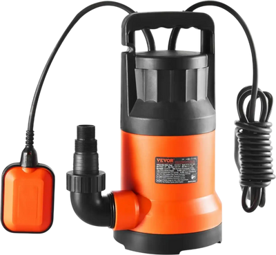 VEVOR Utility Pump, 1 HP, 4000 GPH High Flow, 31 ft Head, Sump Pump Submersible Water Pump Portable Utility Pump with 10 ft Long Power Cord for Draining Water from Swimming Pool Garden Pond Basement