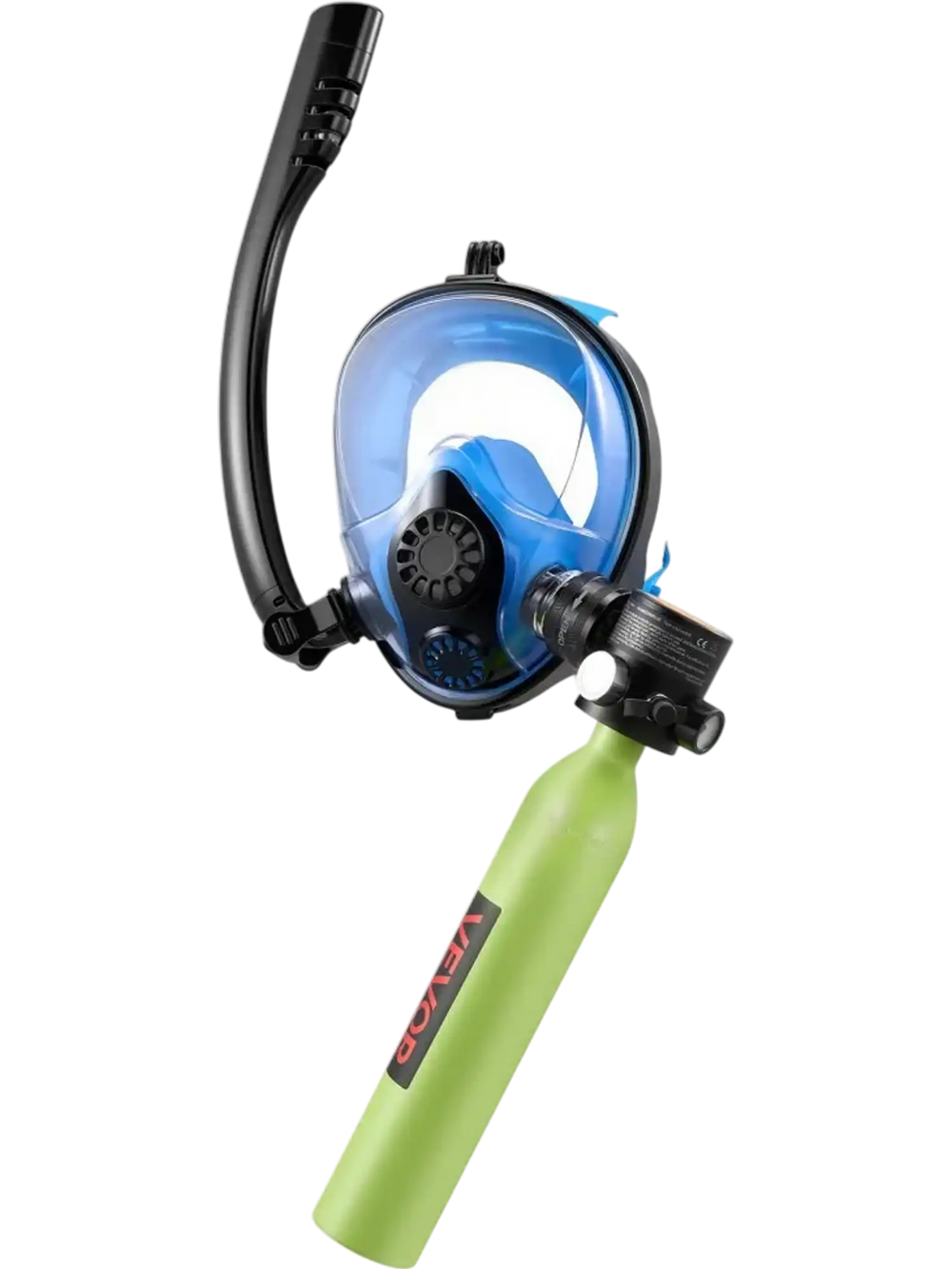 VEVOR Mini Scuba Tank with Sub-Mask, 0.5L Portable Small Diving Tank for Underwater Breathing, Reusable Lung Diving Cylinder up to 10 Minutes Dive Time, Emergency Rescue Pony Bottle for Snorkeling