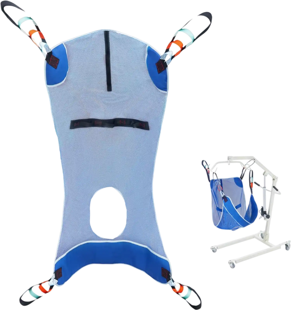 VEVOR Full Body Patient Lift Sling & Commode Opening, Patient Lift Medical Sling for Safe Bathing, Toileting, Polyester Patient Aid Commode Sling for Elderly Disabled Bedridden, 600LBS (Large Size)