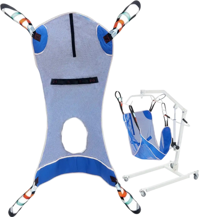 VEVOR Full Body Patient Lift Sling & Commode Opening, Patient Lift Medical Sling for Safe Bathing, Toileting, Polyester Patient Aid Commode Sling for Elderly Disabled Bedridden, 600LBS (Medium Size)