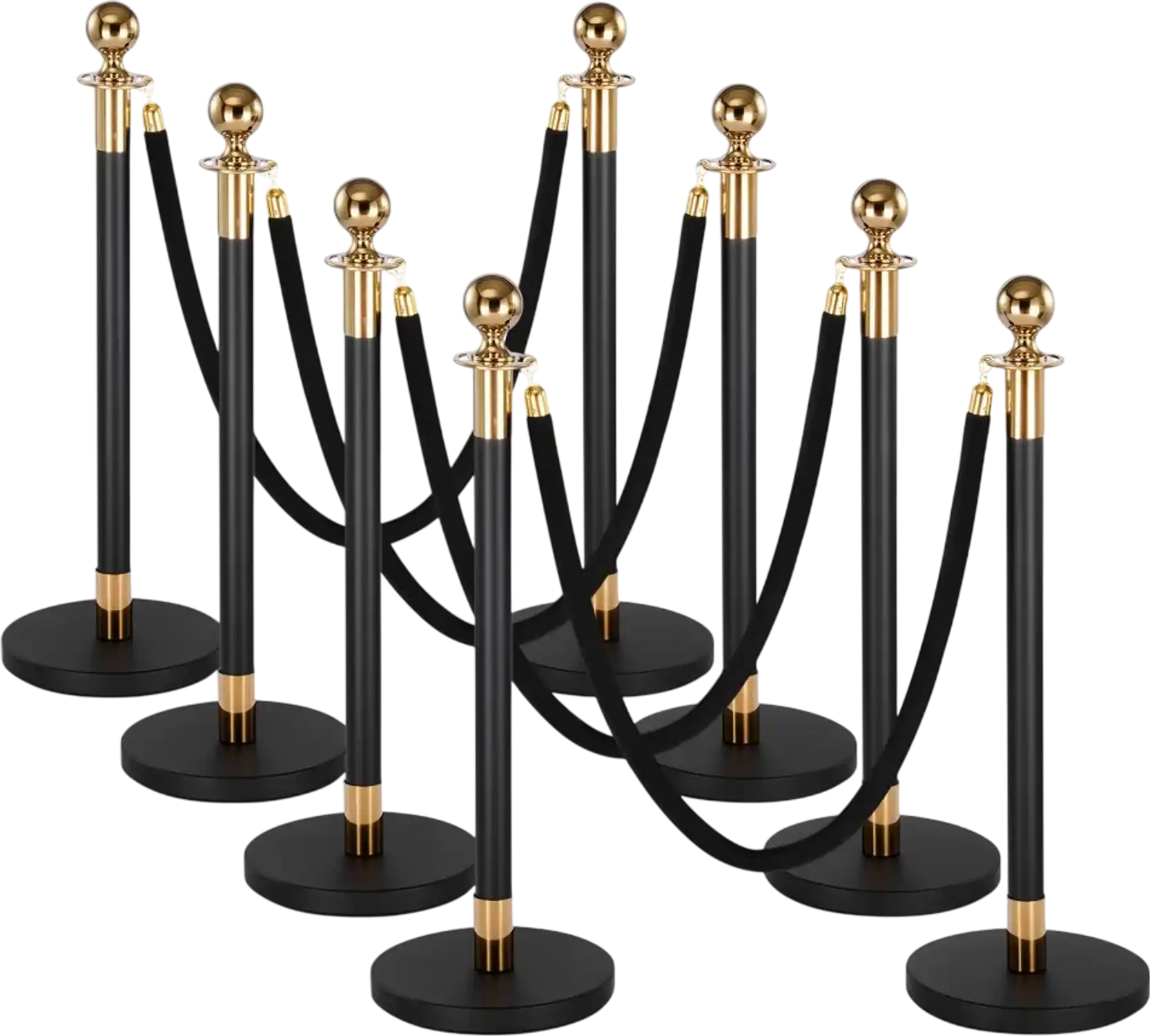 Vevor Stanchion Post Queue Barrier Set with Black Velvet Ropes New