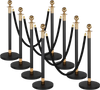 VEVOR Stanchion Post, 8 Pcs Crowd Control Barrier Set with 6 Black Velvet Ropes, Heavy Duty Stainless Steel Stanchion Post Queue with Hollow Base for Theater, Party, Wedding, Exhibition, Event (Black)