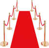 VEVOR Stanchion Post, 8 Pcs Crowd Control Barrier Set with Red Carpet, 6 Red Velvet Ropes, Stainless Steel Gold Stanchion Post Queue with Hollow Base for Theater, Party, Wedding, Exhibition (Gold)