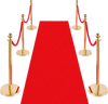 VEVOR Stanchion Post, 6 Pcs Crowd Control Barrier Set with Red Carpet, 4 Red Velvet Ropes, Stainless Steel Gold Stanchion Post Queue with Hollow Base for Theater, Party, Wedding, Exhibition (Gold)