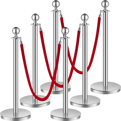 Vevor Stanchions and Velvet Ropes Silver Crowd Control Barriers New