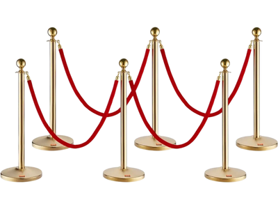 Vevor Stanchion Post with Velvet Rope 6-Pack Crowd Control Barrier New