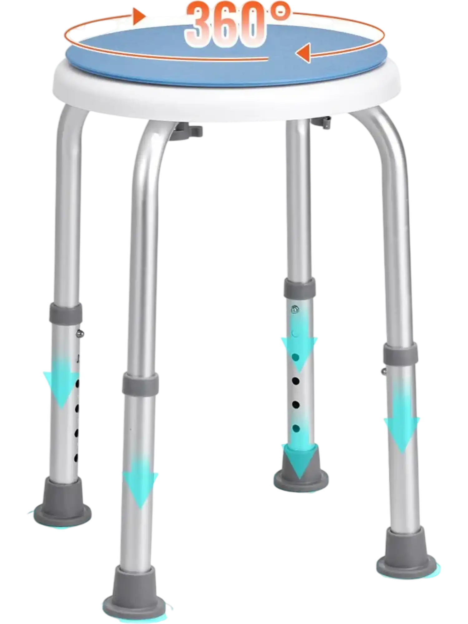 Vevor Shower Chair 360° Swivel Adjustable Height Bath Stool New