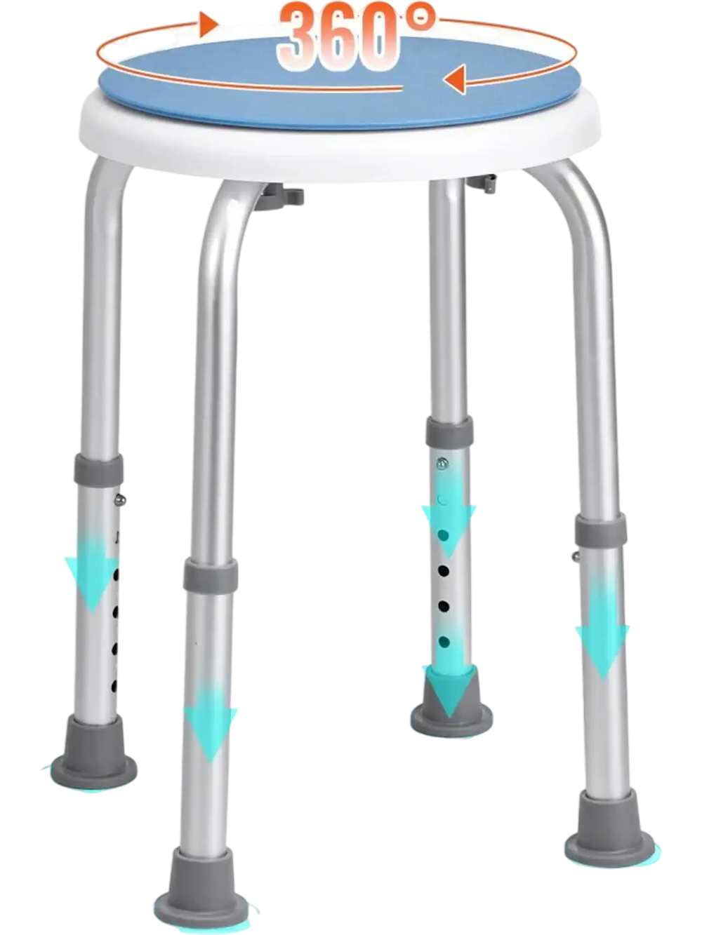 VEVOR Shower Chair for Inside Shower, 360 Degree Swivel Shower Seat, Adjustable Height Shower Stool, Non-Slip Bench Bathtub Seat Stool for Elderly Disabled Adults Handicap, 300 lbs Capacity