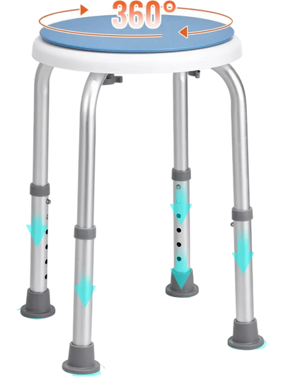 Vevor Shower Chair 360° Swivel Adjustable Height Bath Stool New