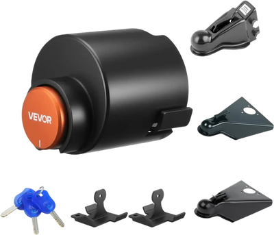 VEVOR Trailer Lock, Fits 2 & 2-5/16-Inch Straight Tongue Ball Couplers, Heavy Duty Hitch Lock with 3 Keys Secures Security Chains, Anti-Theft RV Trailer Tongue Locks for RV, Trailer, Boat