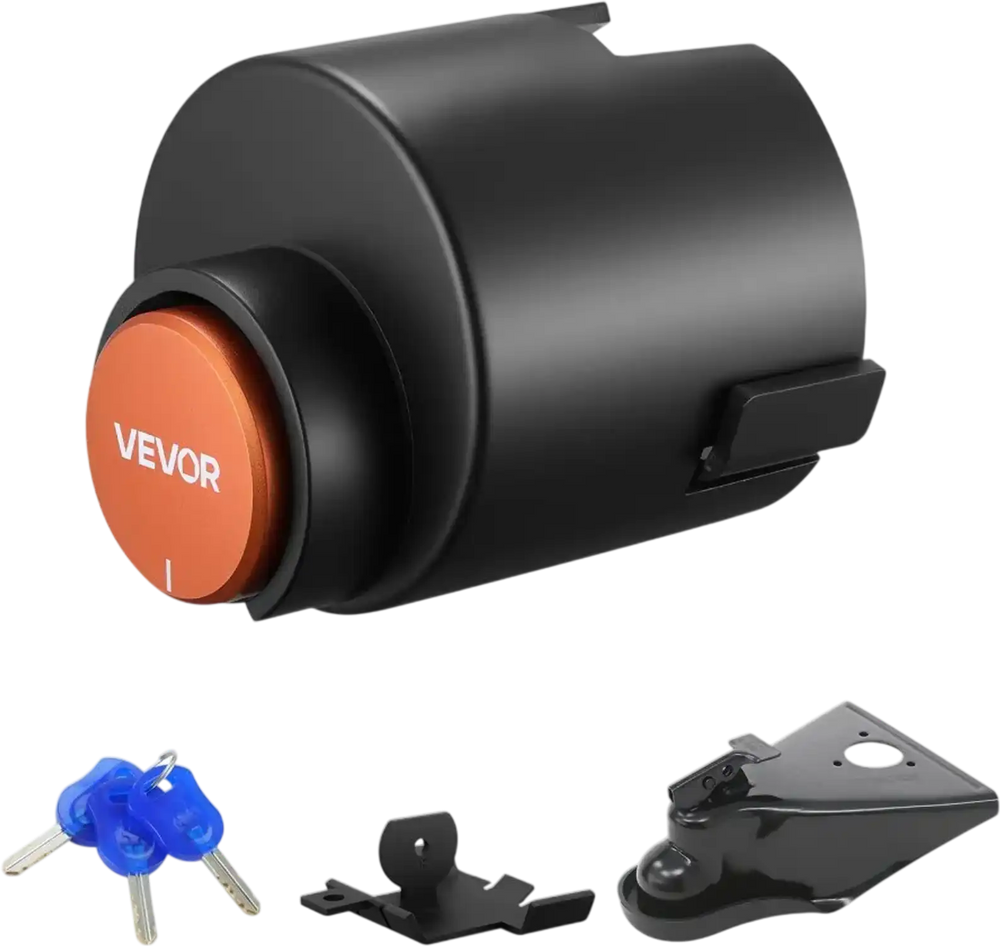 VEVOR Trailer Lock, Fits 2-5/16-Inch Airstream Couplers, Heavy Duty Hitch Lock with 3 Keys Secures Security Chains, Rust-resistant, Anti-Theft Trailer Tongue Locks for RV, Trailer, and Boat