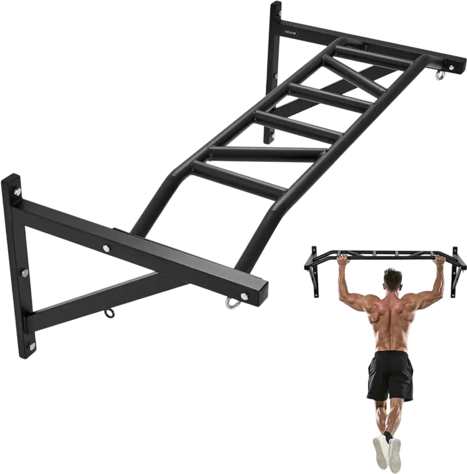 Vevor Pull Up Bar Wall Mounted Multi-Grip Home Gym Training Station New