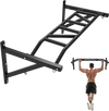 VEVOR Pull Up Bar, Multi-Grip Wall Mounted Pull Ups, 50 in Width Multifunctional Chin Up Training Station, Heavy Duty Steel Upper Body Workout Bars with Hangers, 440 lbs Weight Capacity, for Home Gym