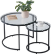 VEVOR Nesting Coffee Table Set of 2, 23.6 in Round Coffee Table, Glass Nesting Tables for Small Place, Modern End Side Tables Night Stand with Metal Frame, for Living Room, Bedroom, Balcony, Office
