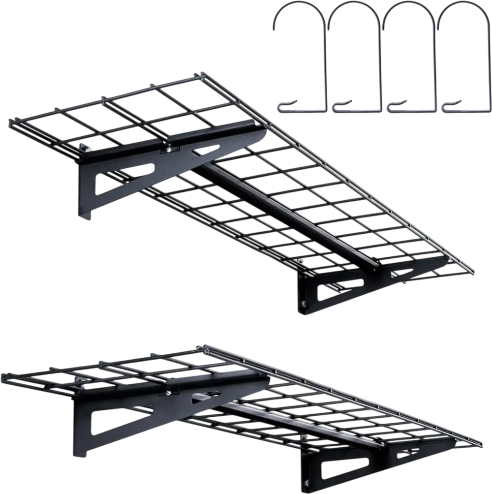 VEVOR Garage Storage Shelving, 2 Pack, 4 x 1 ft Heavy Duty Garage Shelves Wall Mounted, 400 lbs Load Capacity(Total) Garage Storage Rack Floating Shelves, Suitable for Shop, Shed, Garage Storage