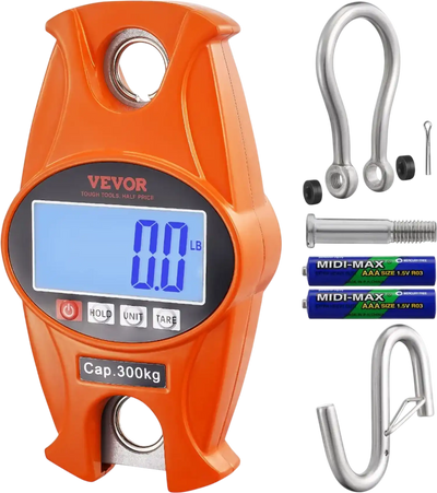 Vevor Crane Scale 660 lbs Digital Hanging Scale with LCD Screen Orange New