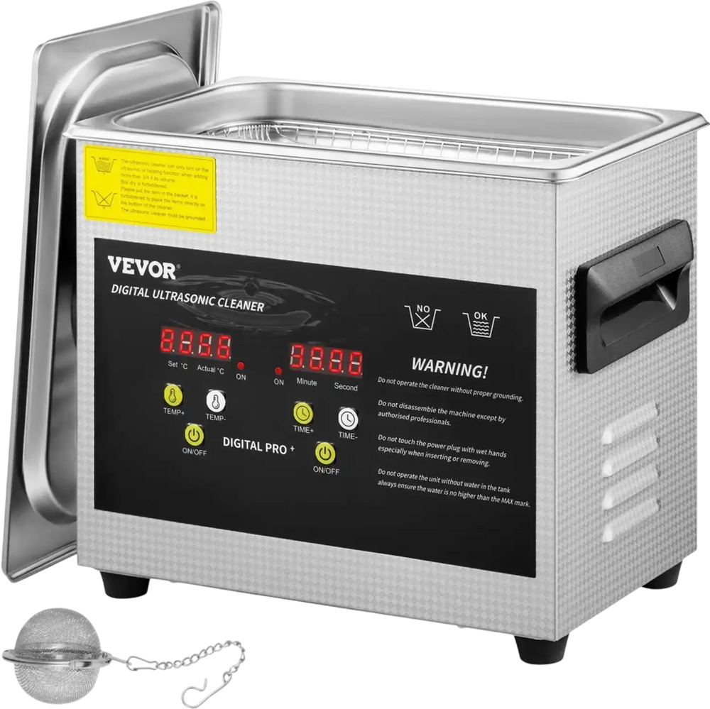 VEVOR 3L Upgraded Ultrasonic Cleaner (200W Heater,120W Ultrasonic) Professional Digital Lab Ultrasonic Parts Cleaner with Heater Timer for Jewelry Glasses Parts Cleaning