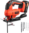 VEVOR Cordless Jig Saw, 20 V, 3000 SPM Blade Speed, Cordless Jigsaw with Battery and Charger, LED Light, 6 Variable Speed, 0- 45° Bevel Cuts, with 6 pcs Blades, 4 Orbital Settings, for Wood, Metal
