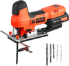 VEVOR Cordless Jig Saw, 20 V Brushless Motor, 3500 SPM Blade Speed, Cordless Jigsaw with 6 pcs Blades, LED Light, 6 Variable Speed, 0- 45° Bevel Cuts, 4 Orbital Settings for Straight/Circle Cutting