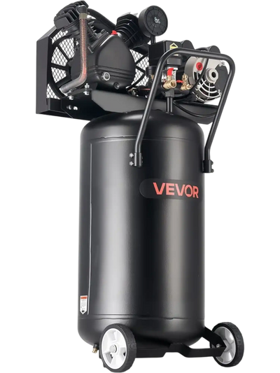 VEVOR 25-Gallon Air Compressor, 2HP 5.5 SCFM at 90PSI, Max 200PSI Pressure Oil-Lubricated Air Compressor Tank, Portable on Wheels for Auto Repair, Tire Inflation, Spray Painting, Woodwork Nailing, 120V