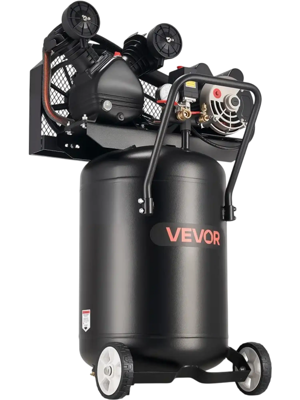 VEVOR 20-Gallon Air Compressor, 2HP 6.5SCFM at 90PSI, Max 135PSI Pressure Oil-Lubricated Air Compressor Tank, Portable on Wheels for Auto Repair, Tire Inflation, Spray Painting, Woodwork Nailing, 120V