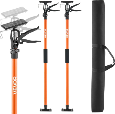 VEVOR Cabinet Jack Support Pole, 2-Pack, 45.7-114.2 Inch Steel Telescopic Quick Support Rod, Adjustable 3rd Hand System up to 154 lbs Capacity for Installing Cabinets, Lifting Drywall, Cargo Bars