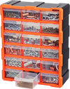 VEVOR 18-Drawer Storage Organizer, Plastic, Drawer Storage Cabinet for Garage Organization, Stackable Small Parts Organizer, Wall-Mounted Toolbox, for Hardware, Beads, Screws, Crafts, Building Bricks