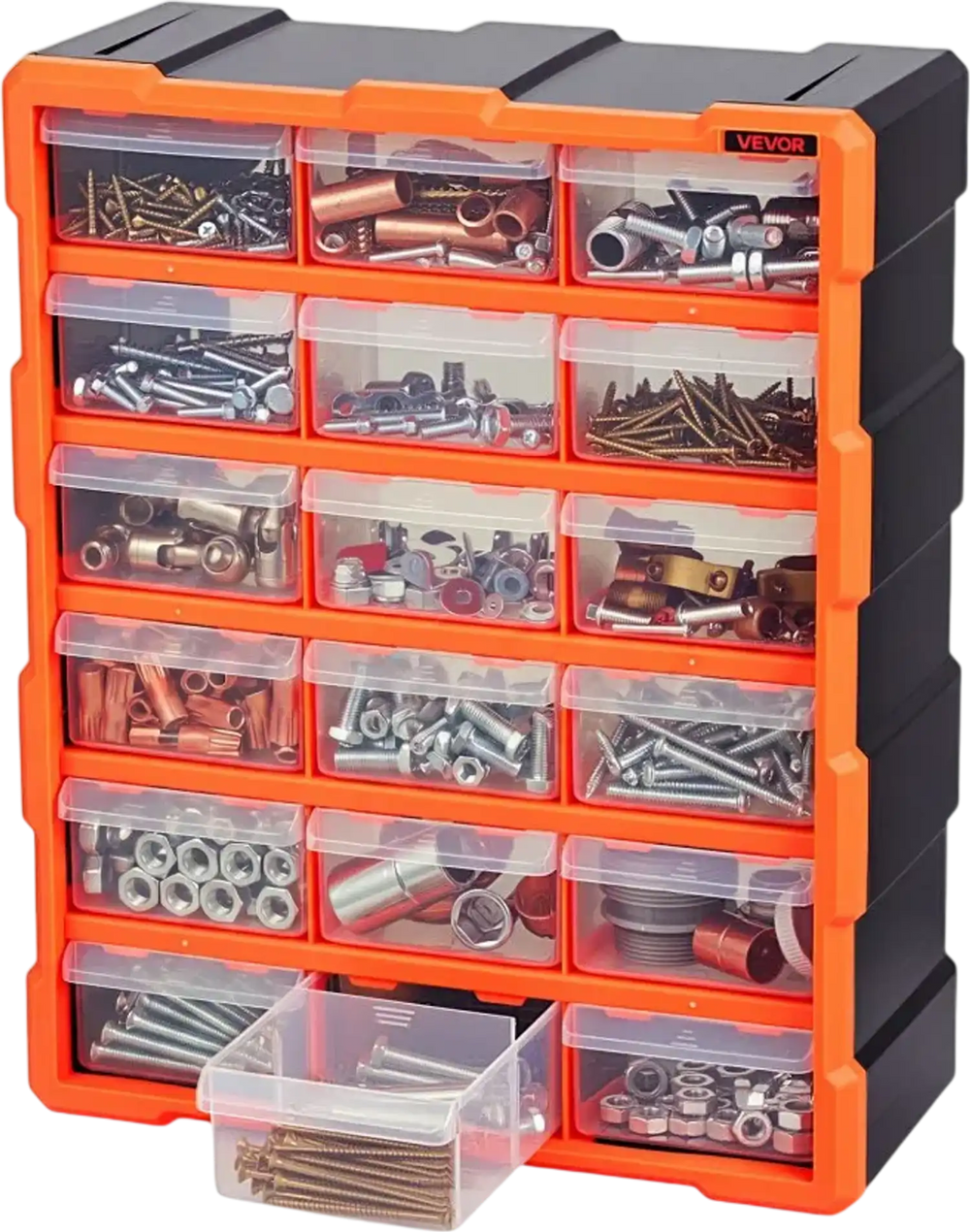 VEVOR 18-Drawer Storage Organizer, Plastic, Drawer Storage Cabinet for Garage Organization, Stackable Small Parts Organizer, Wall-Mounted Toolbox, for Hardware, Beads, Screws, Crafts, Building Bricks