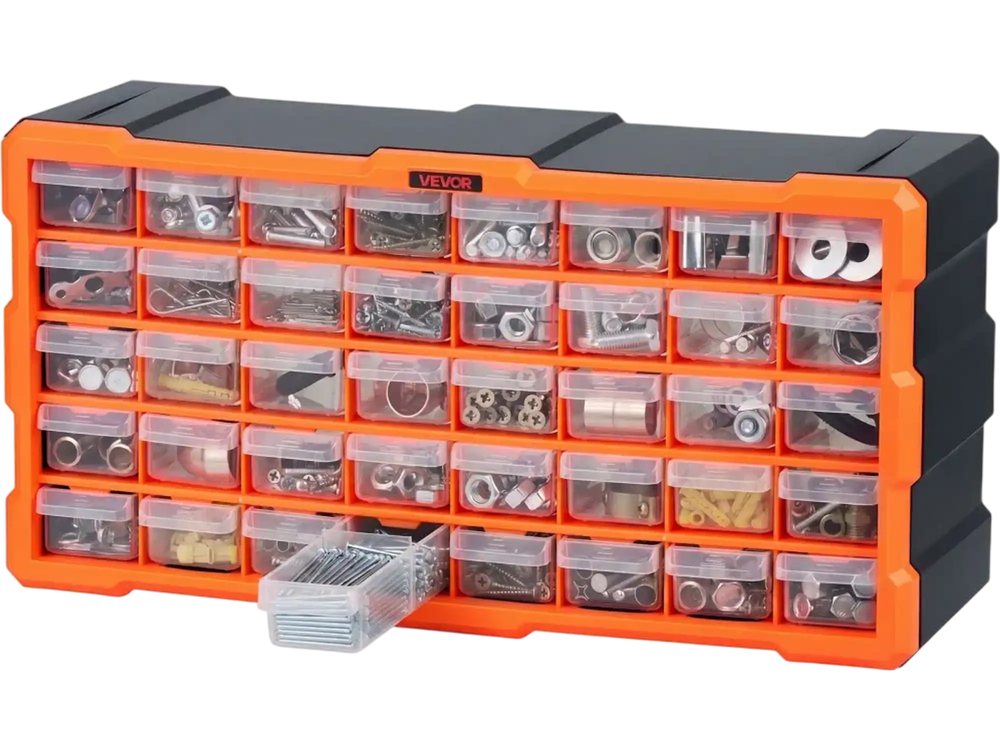 VEVOR 40-Drawer Storage Organizer, Plastic, Drawer Storage Cabinet for Garage Organization, Stackable Small Parts Organizer, Wall-Mounted Toolbox, for Hardware, Beads, Screws, Crafts, Building Bricks