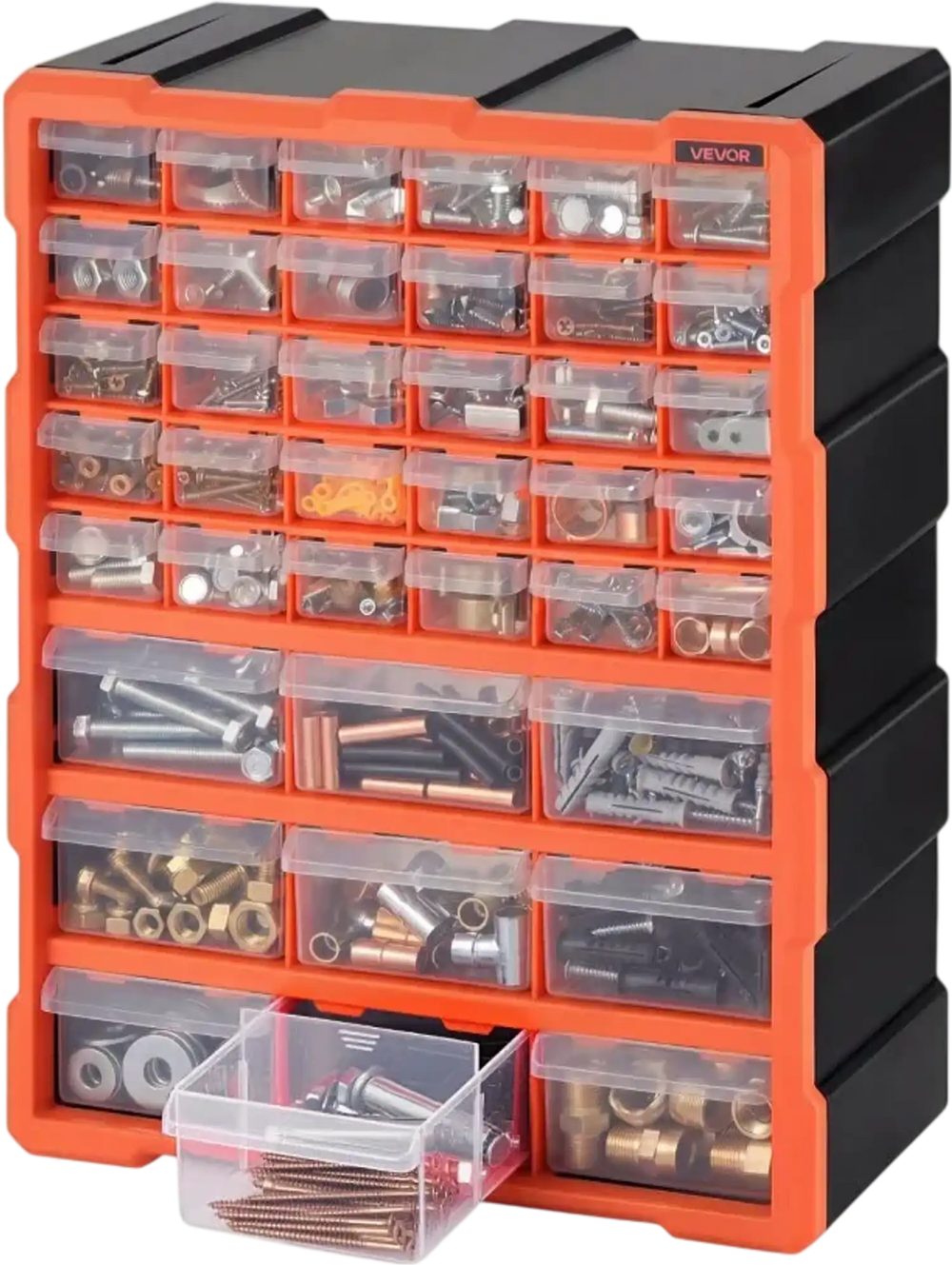 VEVOR 39-Drawer Storage Organizer, Plastic, Drawer Storage Cabinet for Garage Organization, Stackable Small Parts Organizer, Wall-Mounted Toolbox, for Hardware, Beads, Screws, Crafts, Building Bricks