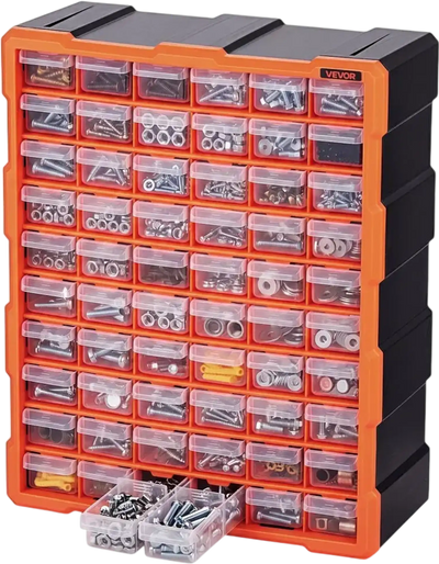Vevor Drawer Storage Organizer 60-Drawer Stackable Wall-Mounted Small Parts Cabinet New