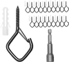 VEVOR 20 PCS Q-Hanger Hooks, 2.17 in Q Hanger String Light Hooks Outdoor, Heavy Duty Outdoor Screw Hooks with Security Buckle, for Hanging Outdoor String Lights, Christmas Lights, Cups, Decors (Black)