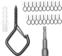 VEVOR 20 PCS Q-Hanger Hooks, 2.17 in Q Hanger String Light Hooks Outdoor, Heavy Duty Outdoor Screw Hooks with Security Buckle, for Hanging Outdoor String Lights, Christmas Lights, Cups, Decors (Black)