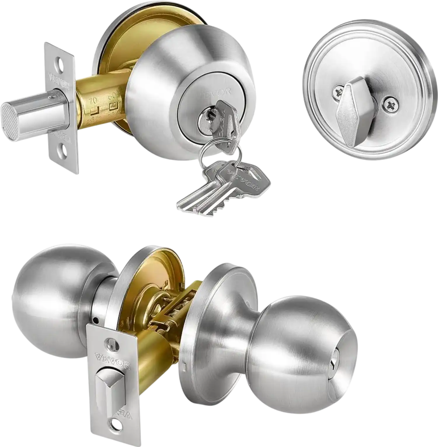 Vevor Door Knob and Deadbolt Set Satin Nickel Single Cylinder New
