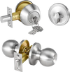 VEVOR Door Knob and Deadbolt Set, Satin Nickel Entry Door Knob and Single Cylinder Deadbolt Combo Pack, Fit for 1-3/8" to 1-3/4" Door Thickness, Door Lockset with Deadbolt for Entrance and Front Door