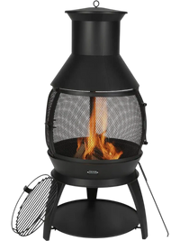 VEVOR Chiminea, 22 Inch Outdoor Wood Burning Firepit, Iron Spherical Fireplace for BBQ & Warming, Wooden Fire Pit with Grill Mesh, Chimney Coat & Rustproof Chiminea Lid, for Patio, Garden, Backyard