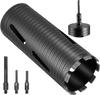VEVOR Core Drill Bit, 4-1/4 inch Diameter, 9-1/2 inch Drilling Depth, 5/8-11 Internal Thread, Diamond Dry Coring Bit with 3 Adapters, Pilot Drill and Hex Wrench, for Concrete, Red Bricks, and Masonry