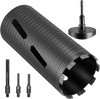 VEVOR Core Drill Bit, 4-1/2 inch Diameter, 9-1/2 inch Drilling Depth, 5/8-11 Internal Thread, Diamond Dry Coring Bit with 3 Adapters, Pilot Drill and Hex Wrench, for Concrete, Red Bricks, and Masonry