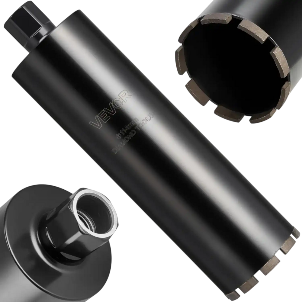 VEVOR Core Drill Bit, 4-1/2 inch Diameter, 14 inch Drilling Depth, 1-1/4 in-7 Internal Thread, High-Precision Welding Technology, Wet Diamond Core Bit for Reinforced Concrete, Bricks, and Masonry