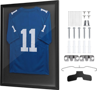 VEVOR Jersey Frame Display Case, 35.4 x 27.6 x 1.2 in, Wooden Sport Jersey Shadow Box with 98% UV Protection PC Panel and Hanger, for Baseball Basketball Football Hockey Shirt Sport Uniform, Black