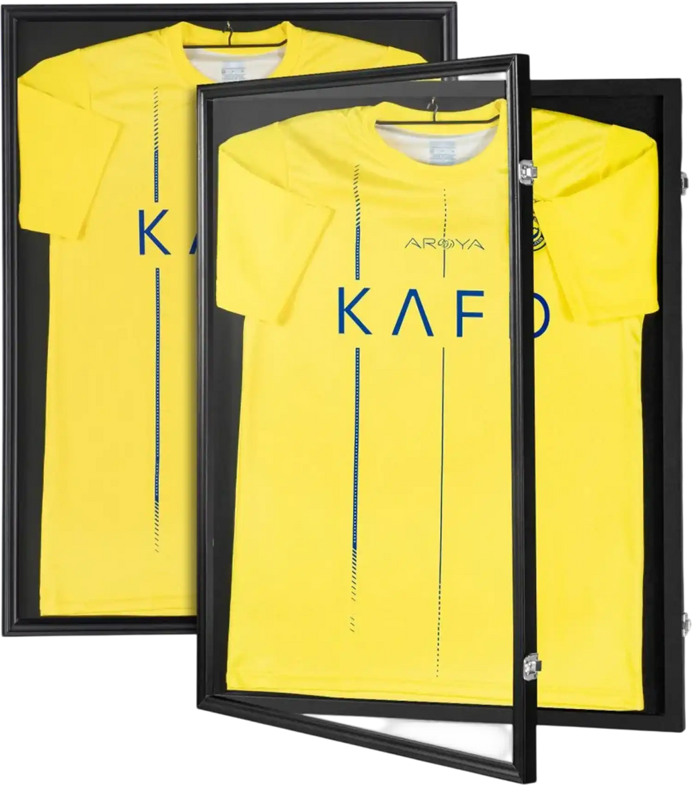 VEVOR 2PCs Jersey Display Frame Case, 23.3x31.2x1.5 in, Large Lockable Sport Jersey Shadow Box with 98% UV Protection PC Glass and Hangers, for Baseball Basketball Football Hockey Shirt and Uniform