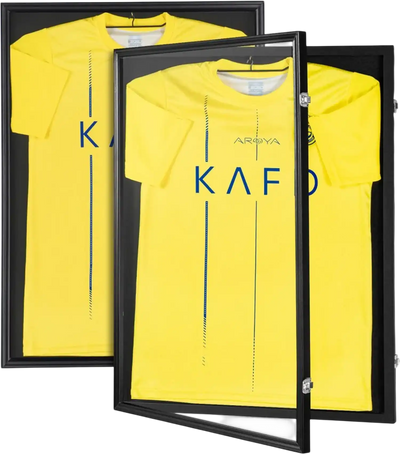 VEVOR 2PCs Jersey Display Frame Case, 23.3x31.2x1.5 in, Large Lockable Sport Jersey Shadow Box with 98% UV Protection PC Glass and Hangers, for Baseball Basketball Football Hockey Shirt and Uniform